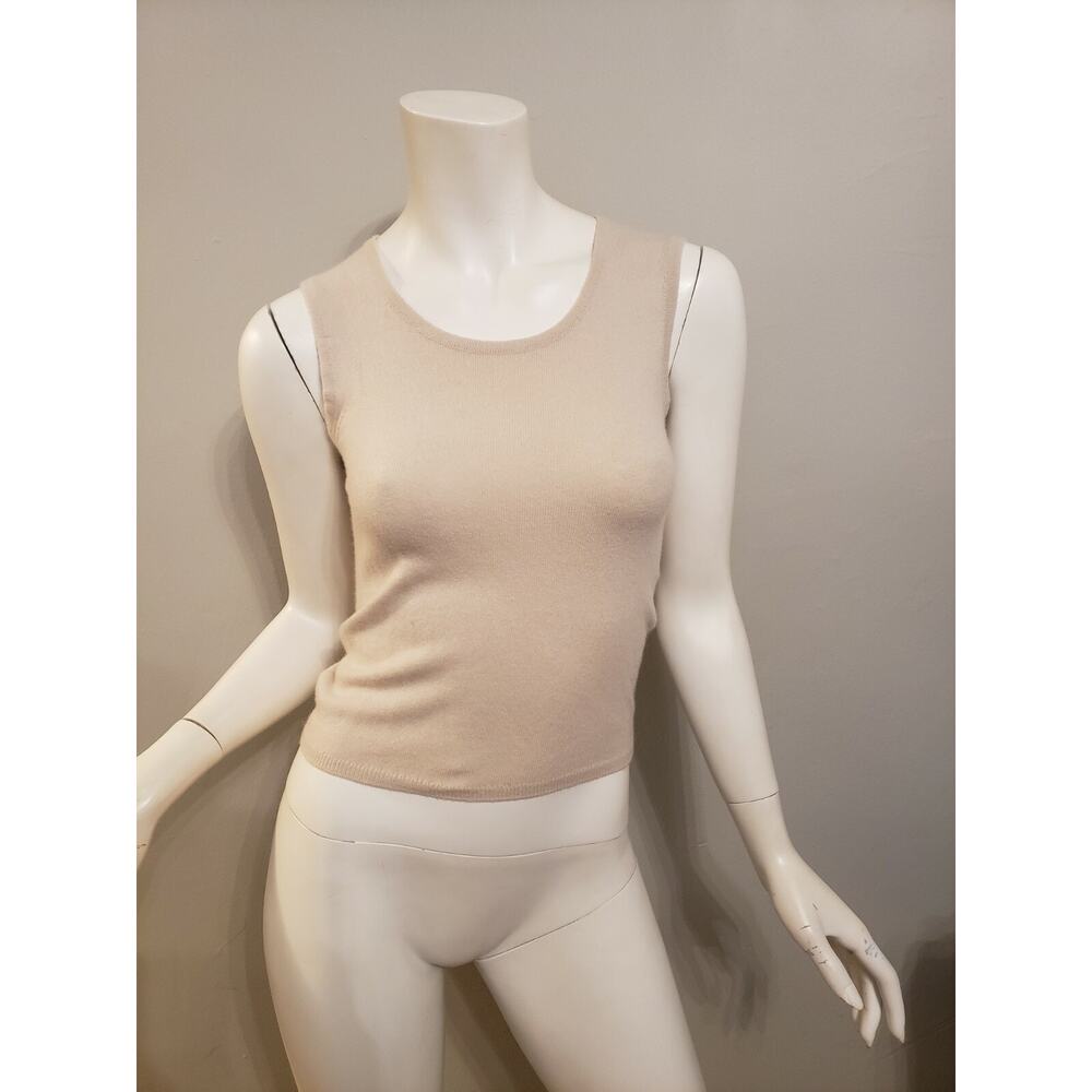 Chanel 100% Cashmere Knit Vest Tan/Beige! SZ XS! Must have!